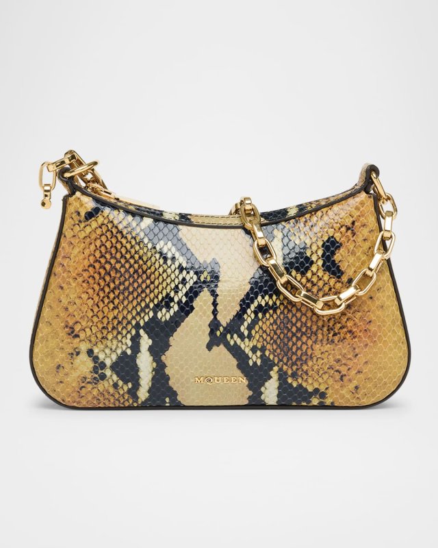 T-Bar Python-Embossed Leather Mini Pouch Bag